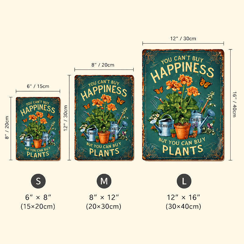 🌿Vintage "You Can't Buy Happiness But You Can Buy Plants" Garden Metal Sign