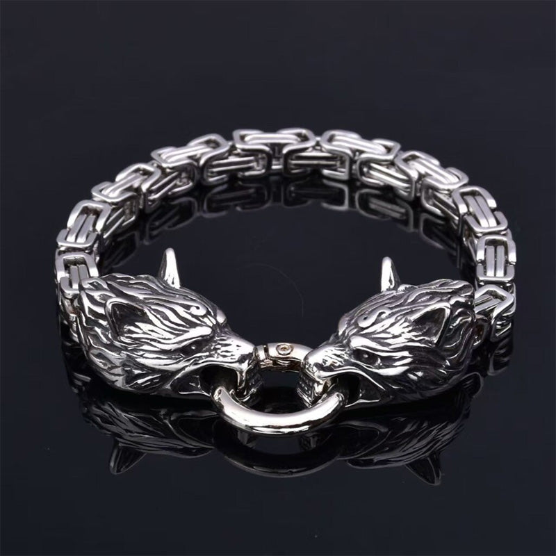 šŗViking Wolf Head Mjƶlnir Hammer Jewelry Set ā”ā Stainless steel with Byzantine chain ā Bold & durable ā perfect for daily wear or gifting āØšŖ