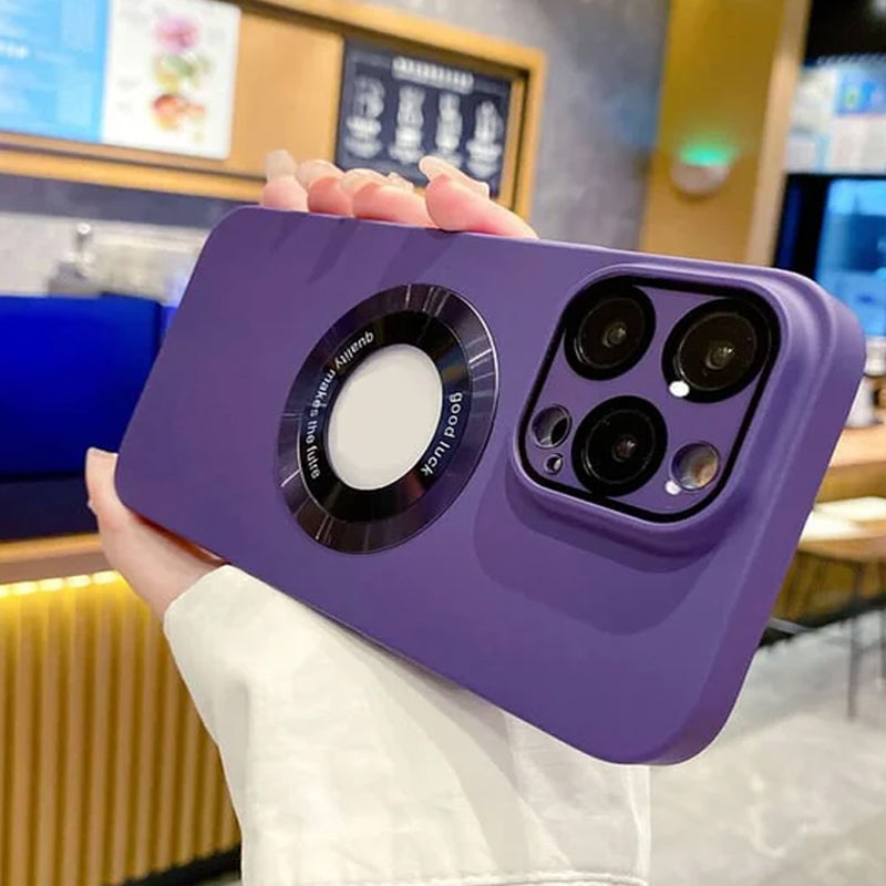 Mobilskal Allt-i-ett Linsfilm Läckagetikett Magnetiskt sug Frostat Komplett paket Skyddshölje