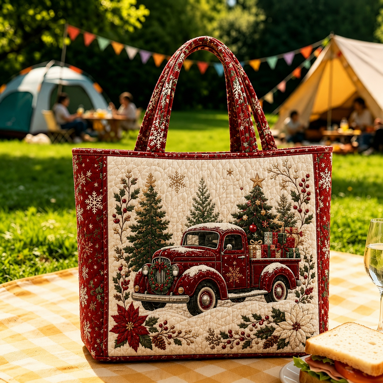 Vintage Santa Christmas Print Tote Bag | Festive Re‑usable Shopper