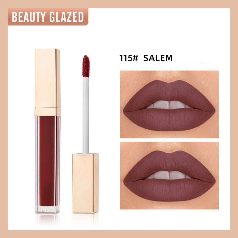 ✨ Guldpläterad matt läppglans i fyrkantig flaska —— Stråla av självförtroende, framhäv din charm! 💋