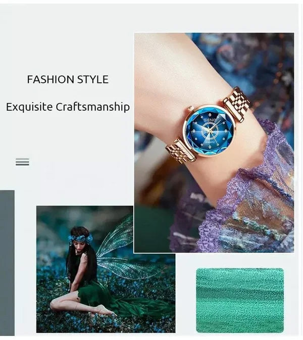 đStarry rostfritt stĂ„l damklockađ