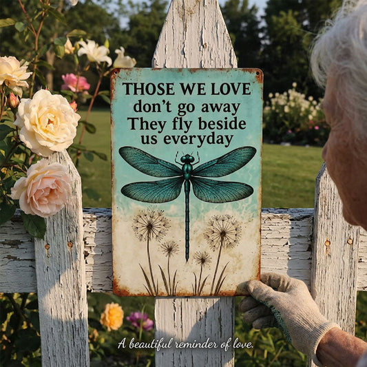 🦋 Dragonfly Memorial Metal Wall Art – A Thoughtful Sympathy Gift for Garden & Home
