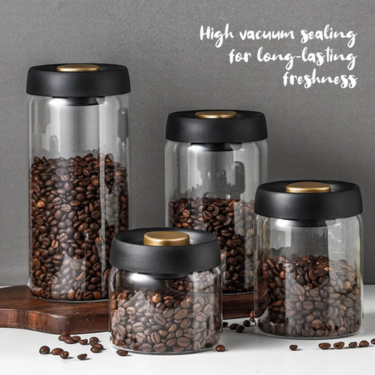 ☕ Vakuumförseglad Glasförvaringsburk | Skapad för kaffe, bevarar smaken längre ☕