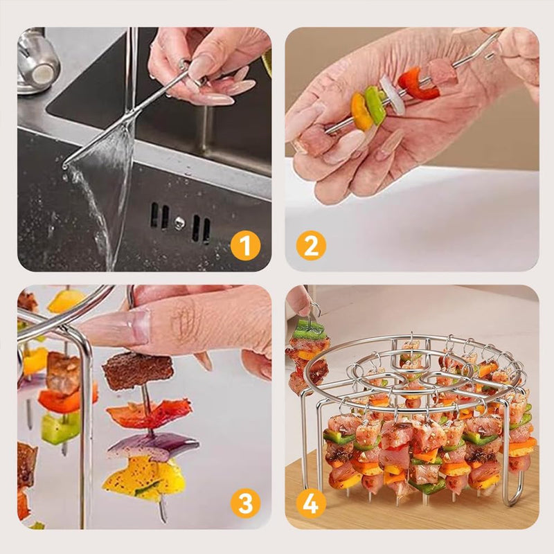 š„ Air Fryer Skewer Rack ā Stainless Steel Vertical Kebab Holder for Air Fryers, Ovens & Homemade BBQ Snacksš¢