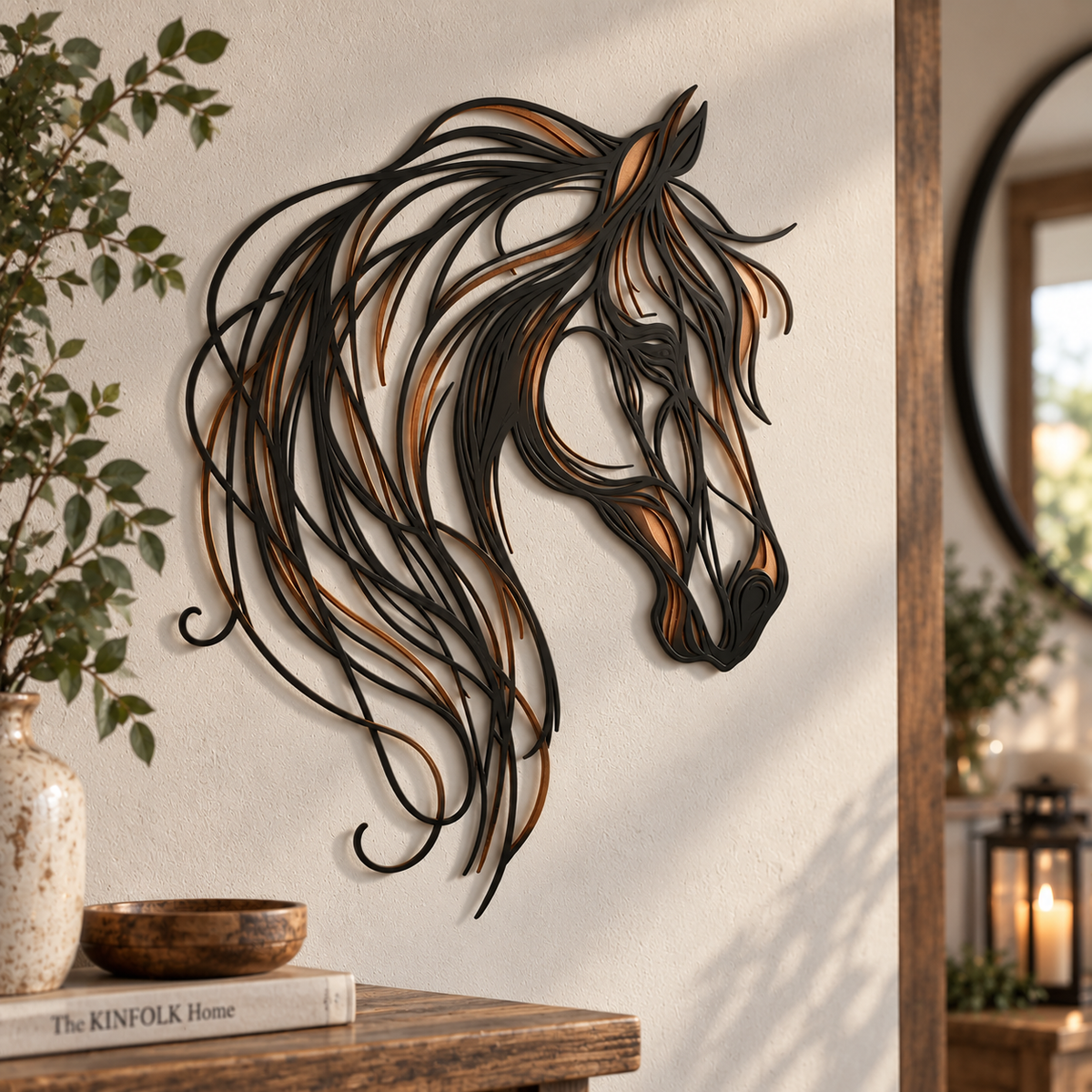 🐎Openwork metal wall art featuring a horse’s head