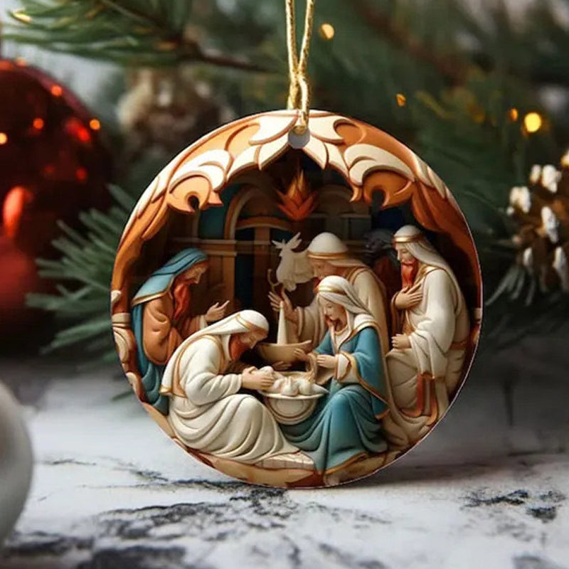 Nativity Juldekoration Julkula Runt Hänge