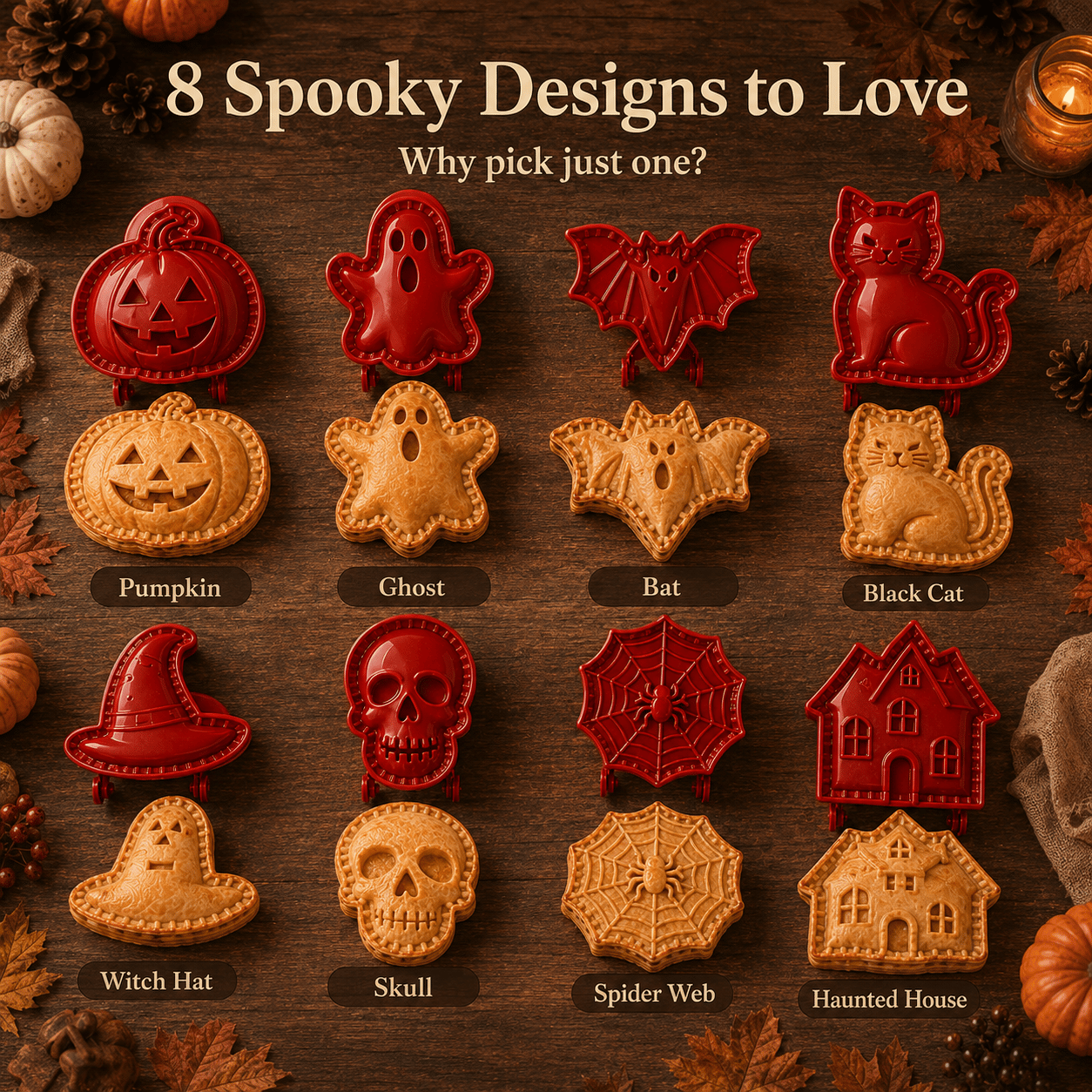 π Halloween Mini Pie Mold Set β 8 Spooky Designs for Easy Festive Baking