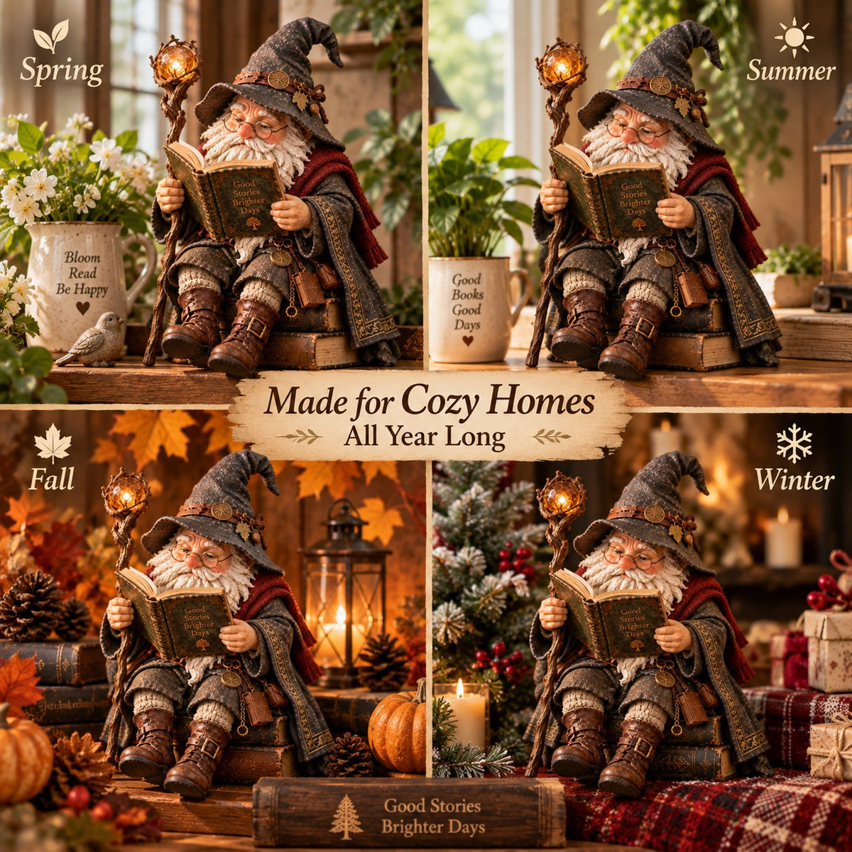 🧙♂️ The Wandering Scholar Gnome – Enchanted Reading Wizard Figurine