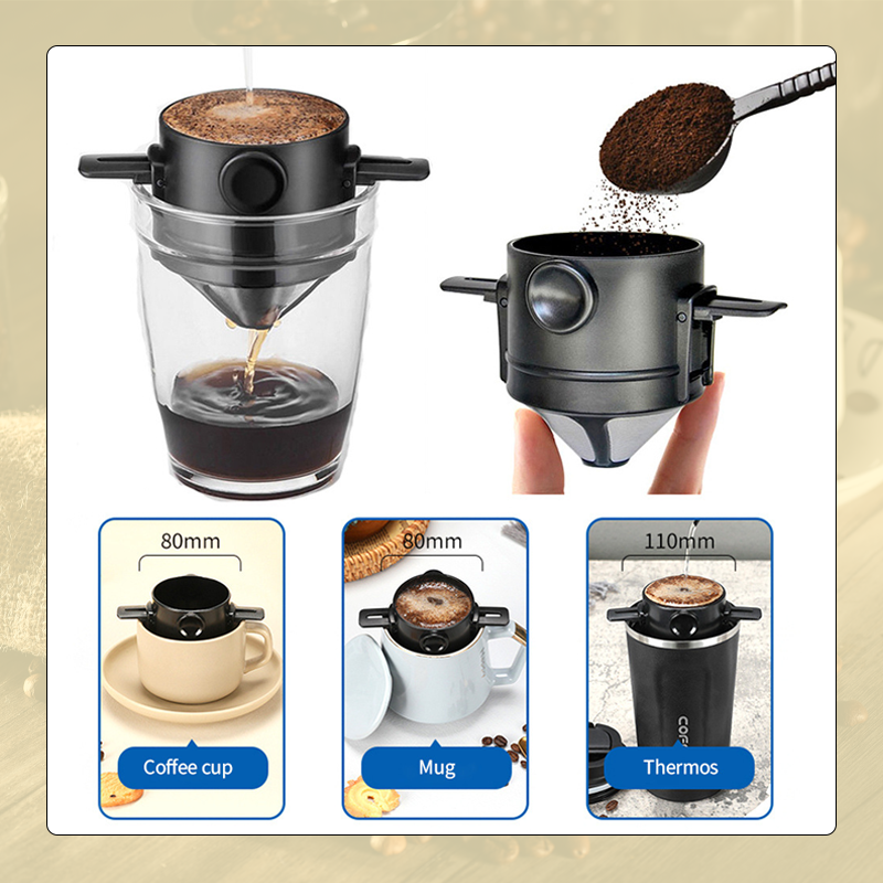 Hopfällbart bärbart handbryggt kaffefilter