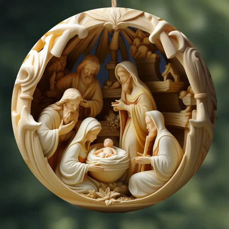 Nativity Juldekoration Julkula Runt Hänge
