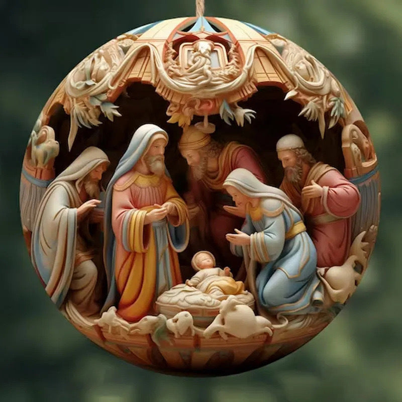 Nativity Juldekoration Julkula Runt Hänge