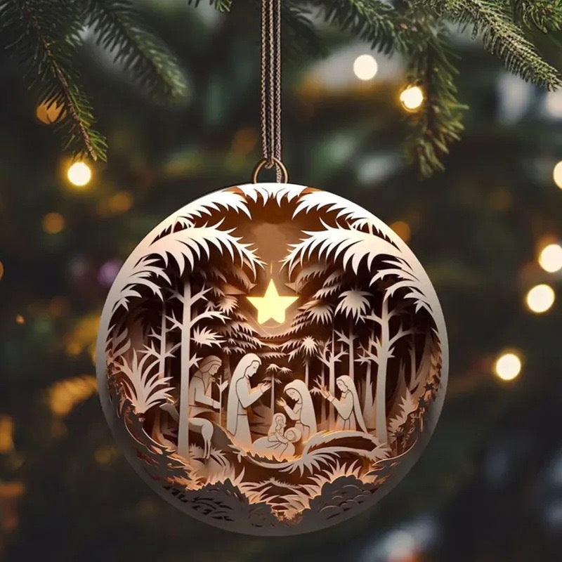 Nativity Juldekoration Julkula Runt Hänge