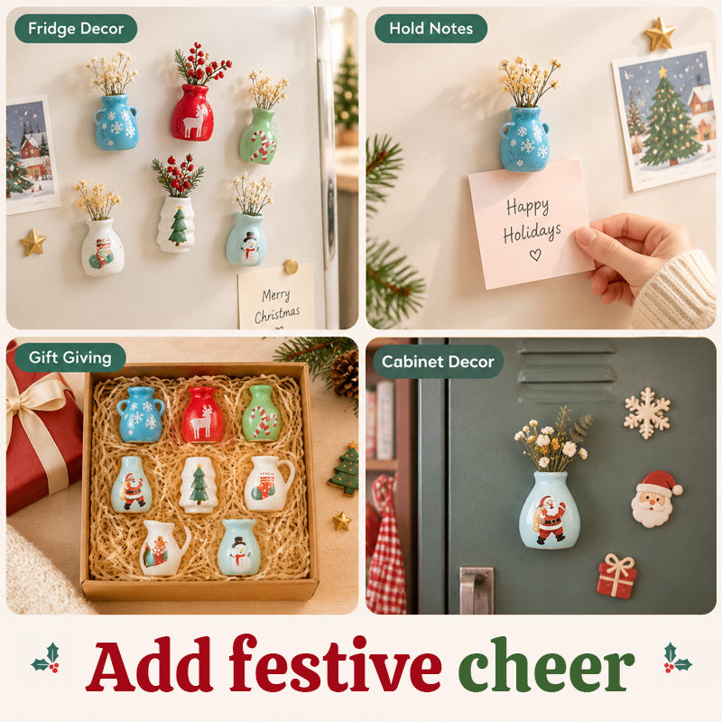 Christmas Mini Vase Fridge Magnets