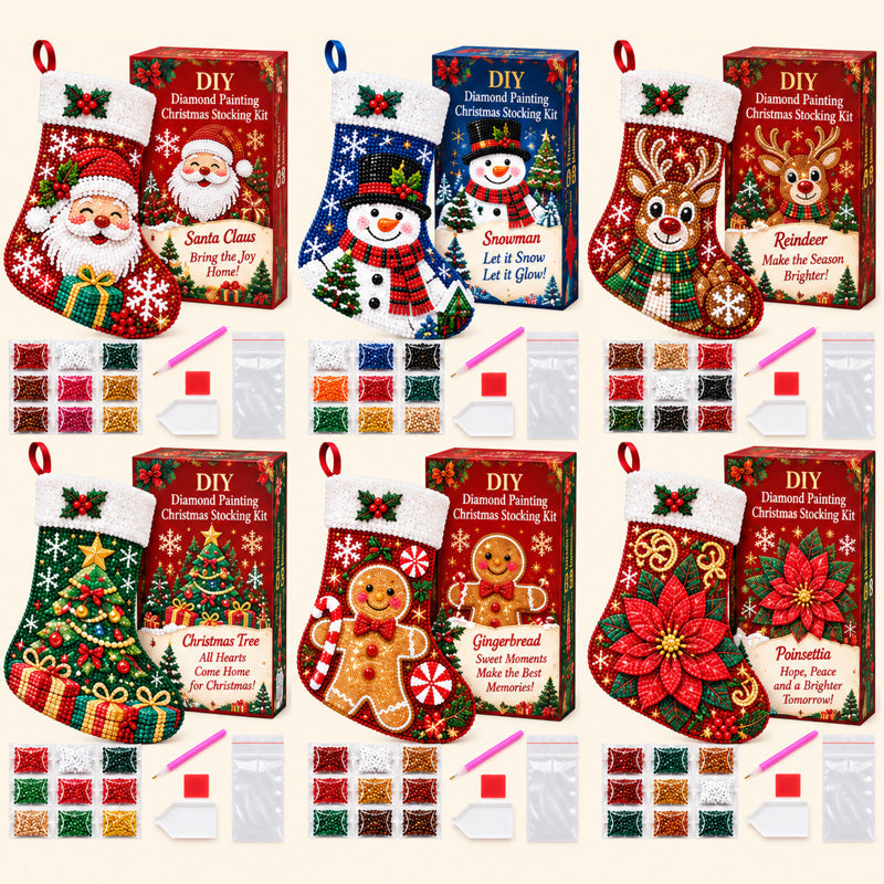DIY Diamond Painting Christmas Stocking Kit - 6 Designs