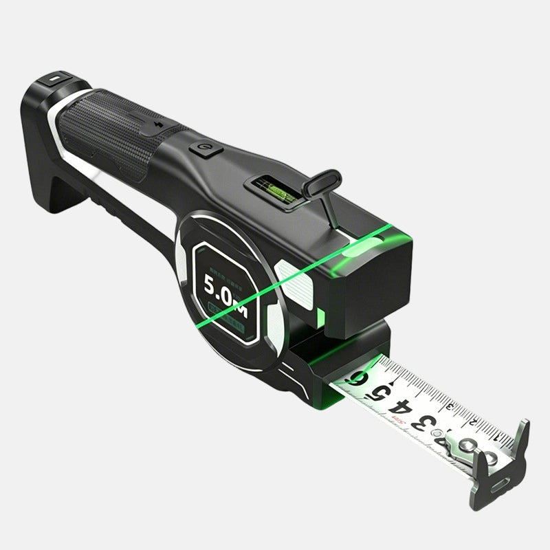 3-in-1 Digital Laser Carpenter’s Distance Measuring Tape — Distance Measurer with Infrared Spirit Level and High-Precision 5m Steel Tape Measure