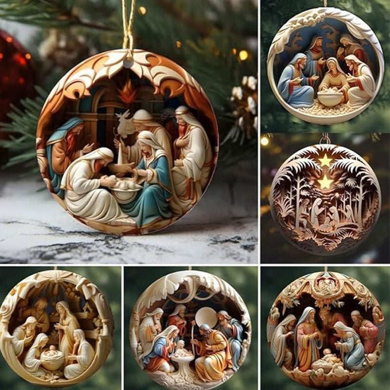 Nativity Juldekoration Julkula Runt Hänge