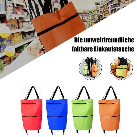 🛍️2-in-1 Foldable Shopping Cart – Carry More, Roll Easier