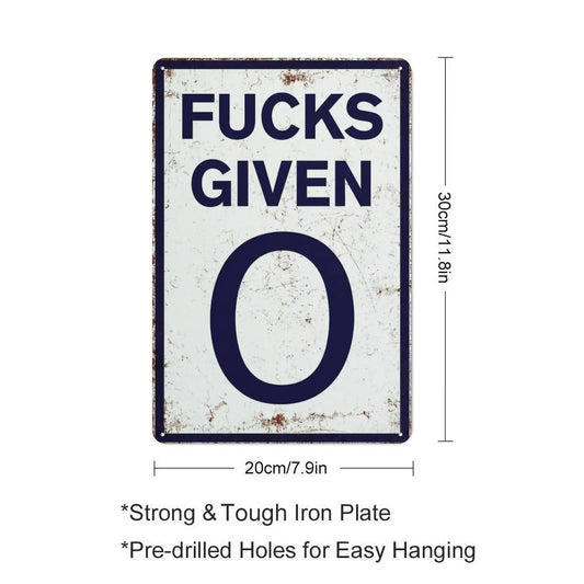 Funny 0 Given Vintage Metal Tin Sign – Parody Speed Limit Garage Man Cave Decor