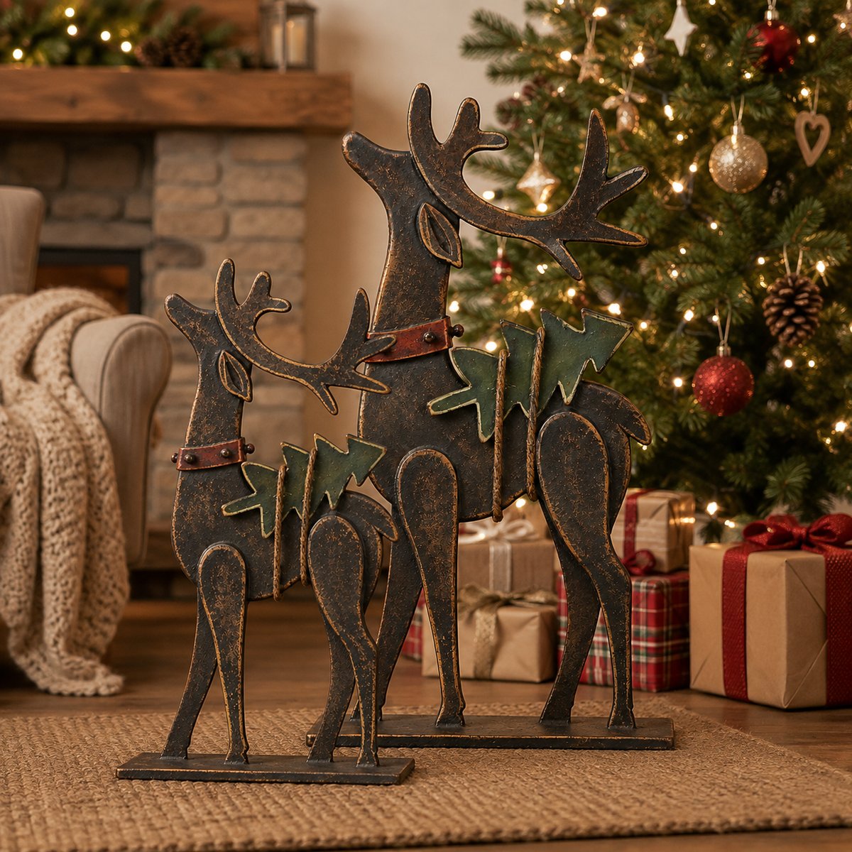 🦌Rustic Christmas Metal Reindeer Decor🎄
