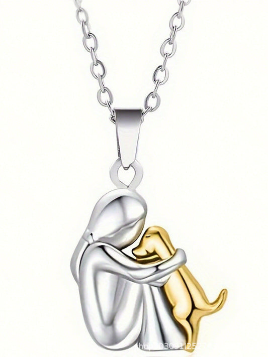 Liten Flicka Som Kramar Hundhalsband