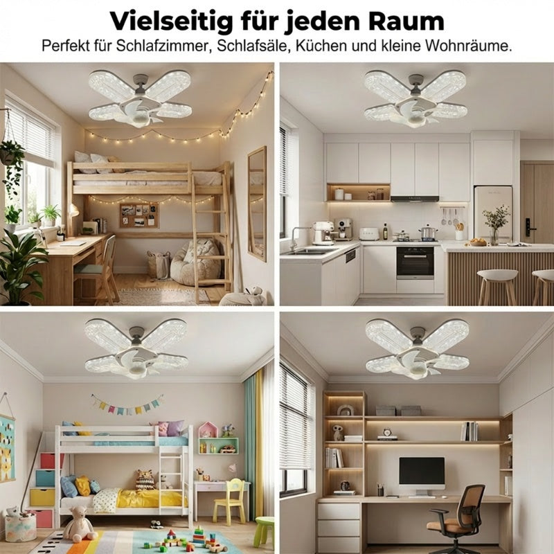 LED fan light with 5 blades and crystal effec