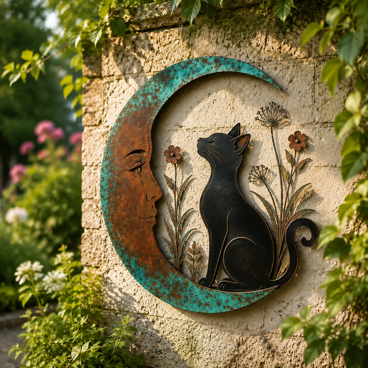 šEnchanted Moon Garden Wall Art ā Vintage Nature Inspired Metal Wall Decor