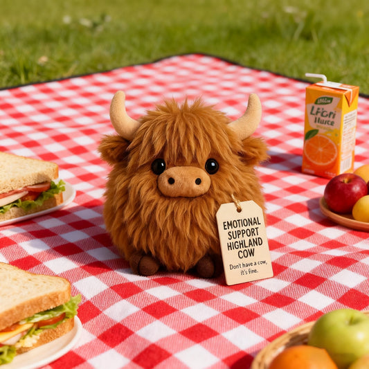 Plush Highland Cow för emotionellt stöd🎉