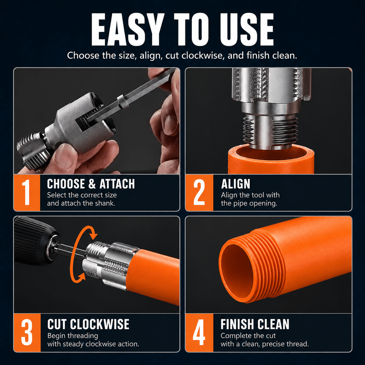 🔧 Drill-Powered Pipe Threading Tool Kit