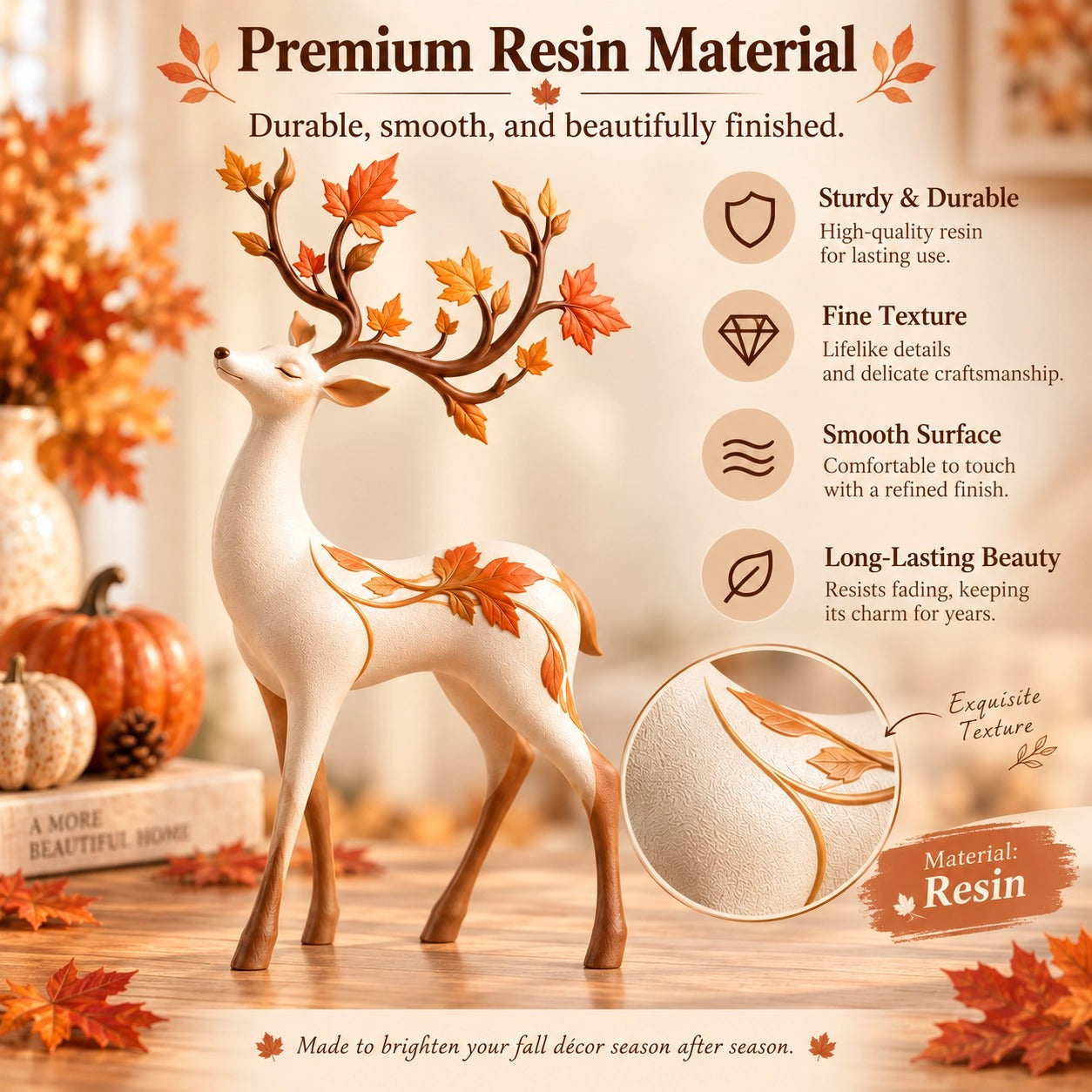 šAutumn Leaf Antler Deer Figurineš¦