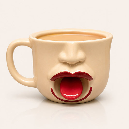 ☕Quirky abstract tongue ceramic mug