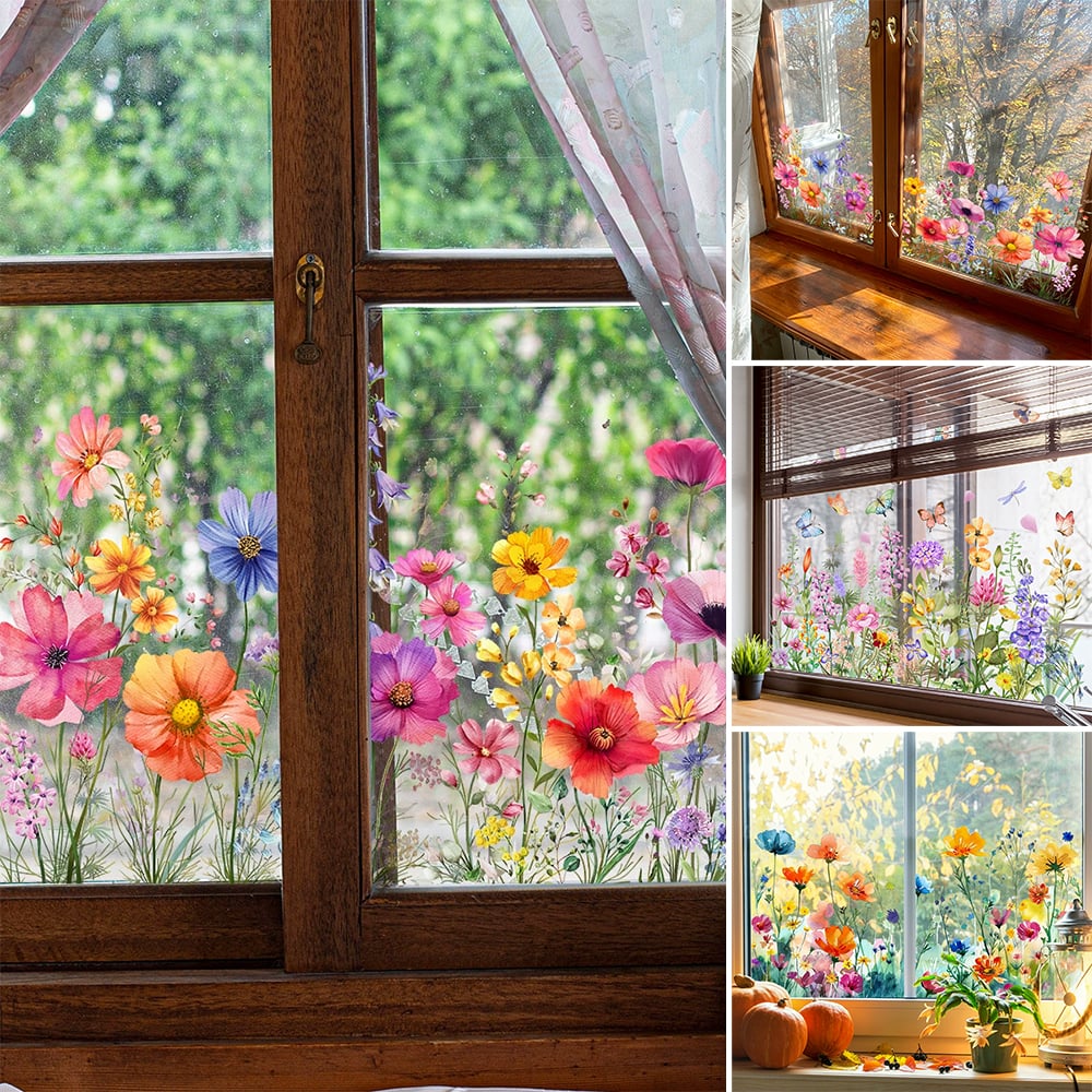 💐Colorful Floral Bouquet Window Sticker🖼️ Make Your Window Beautiful in Seconds! Cut to any size you like!