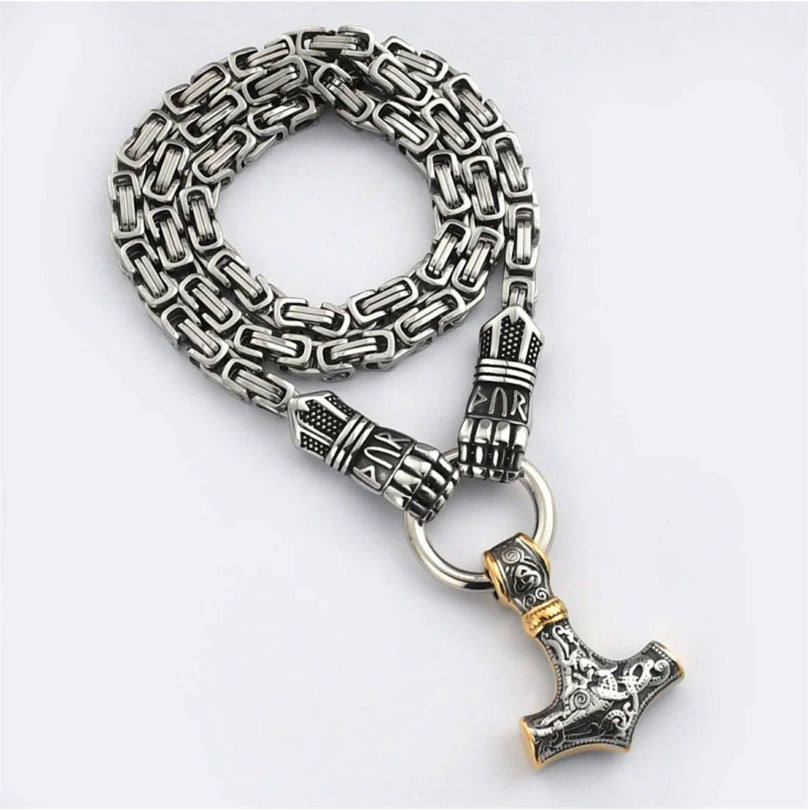 ⚡Viking Thor Hammer Pendant Necklace🔨 – Stainless steel with Byzantine chain – Bold & durable – perfect for daily wear or gifting ✨💪