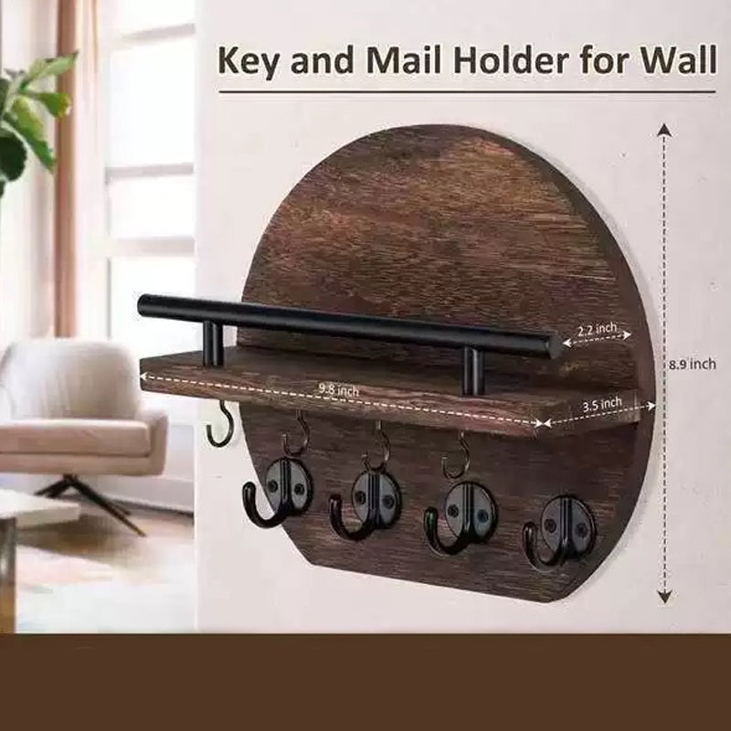 🏠🔑 Wall Mount Key Holder with Shelf & Hooks – Space-saving, sturdy & easy install – Organize keys & mail at your entryway ✨