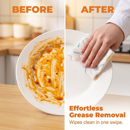 🔥 Roll of 50 reusable cleaning wipes – Wash, reuse and clean more for less 🌿