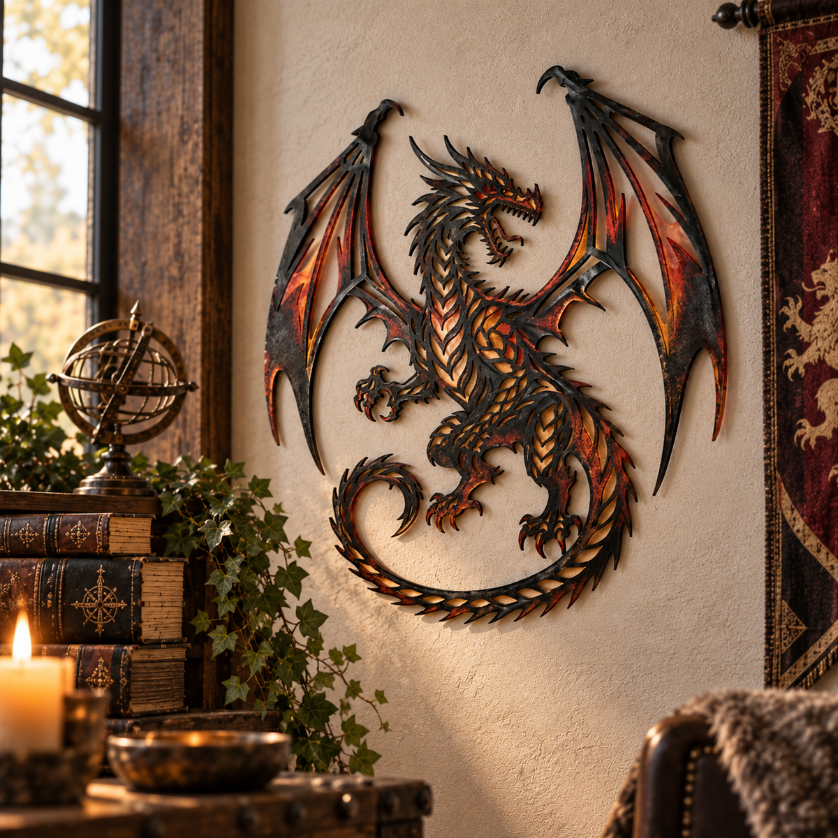 🐉‘Fiery Dragon’  Metal Wall Art