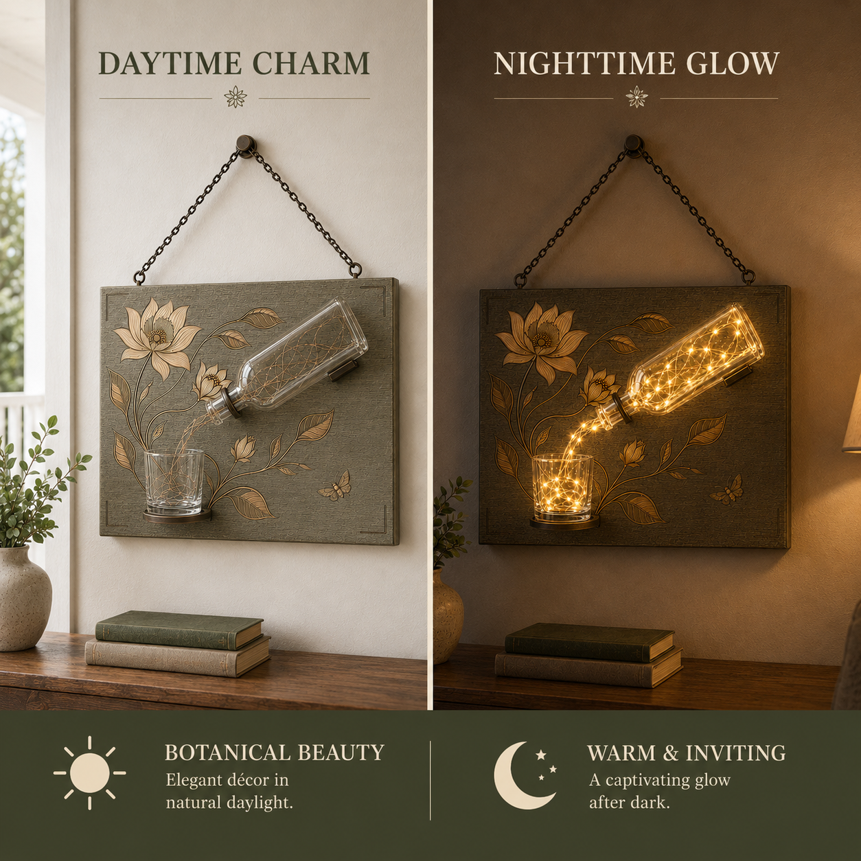 🍃Botanical Pour Lighted Wall Decor💡