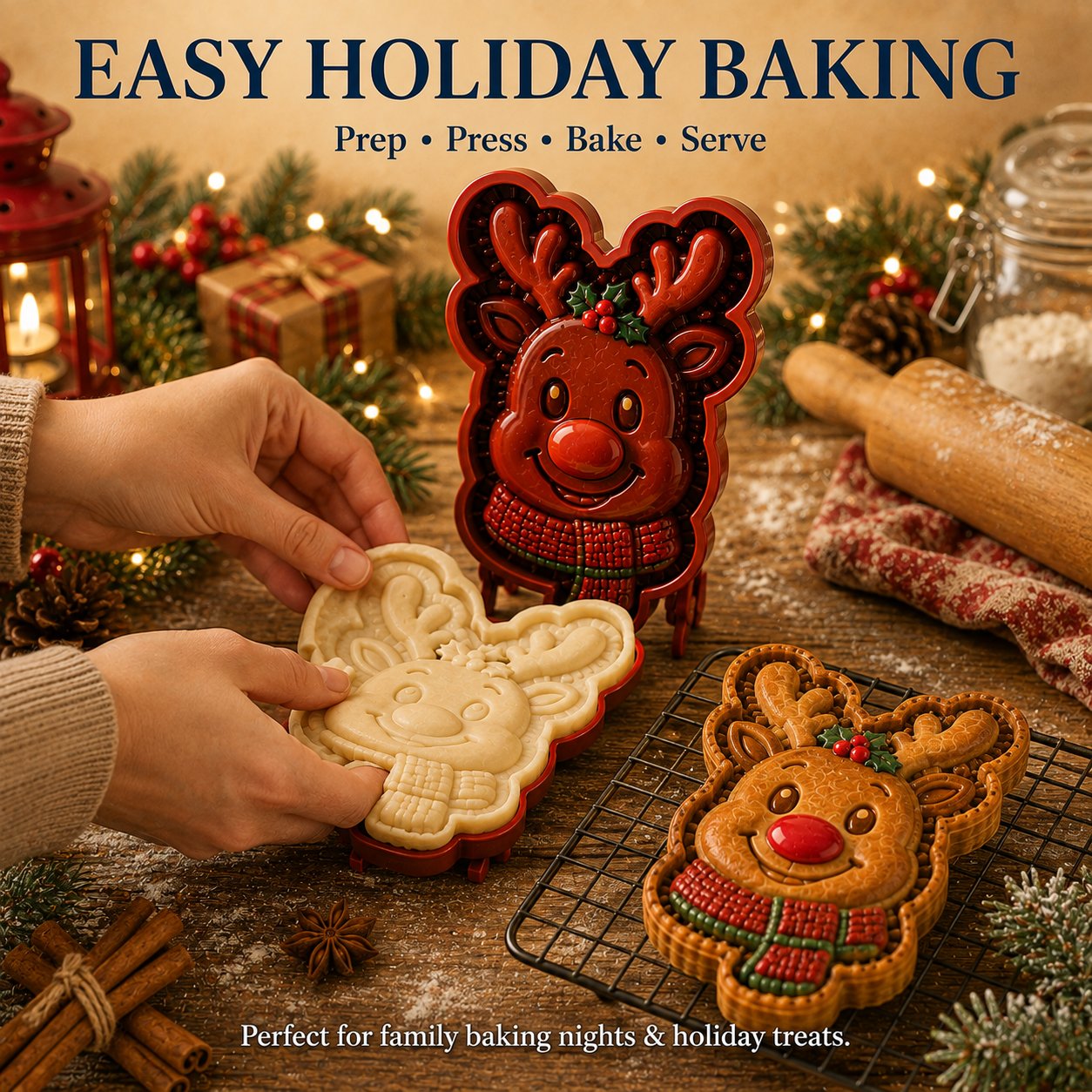 🎄8-Design Christmas Mini Pie Mold Collection| Reusable Embossed Molds