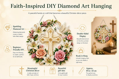 ✝️🕊️Christian Cross & Dove Diamond Art Hanging Ornament Kit