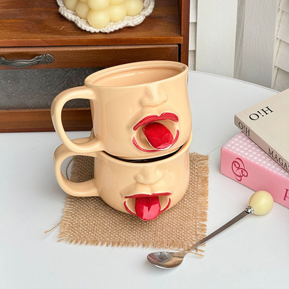 Quirky abstract tongue ceramic mug