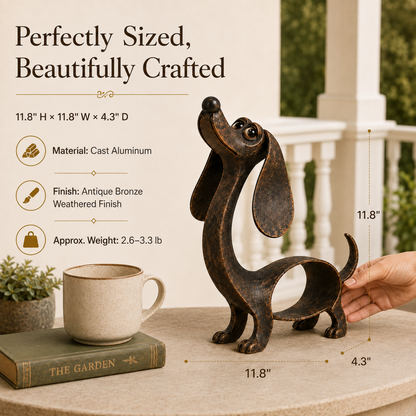 🐶✨Antique Bronze Dachshund Sculpture