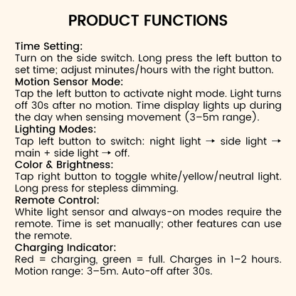 🌙Smart LED Clock Night Light with Motion Sensor