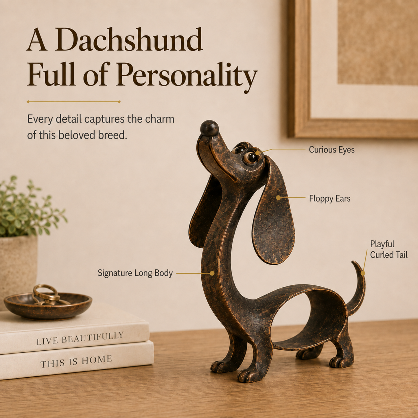 🐶✨Antique Bronze Dachshund Sculpture