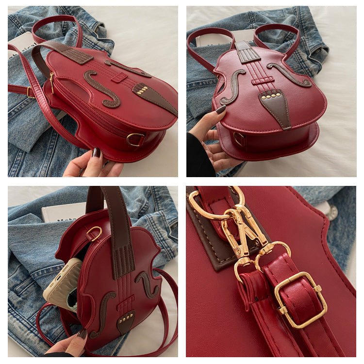 Unique Guitar-Shaped Denim Crossbody Bag for Women