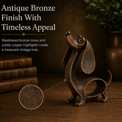 🐶✨Antique Bronze Dachshund Sculpture