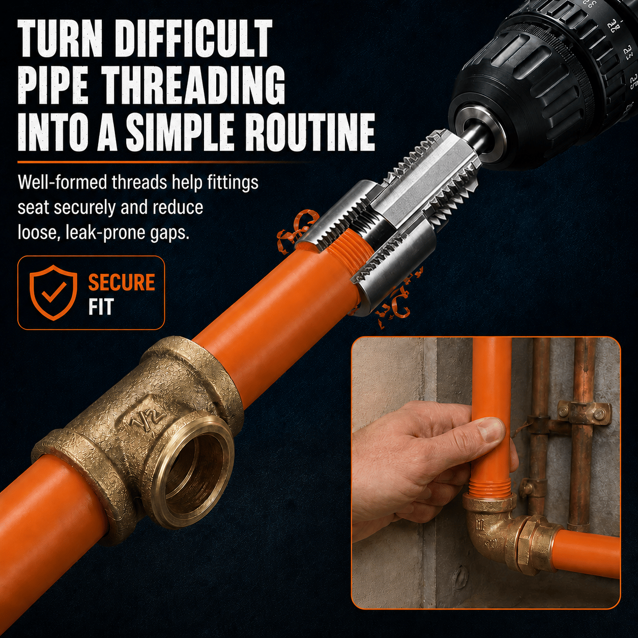 🔧 Drill-Powered Pipe Threading Tool Kit