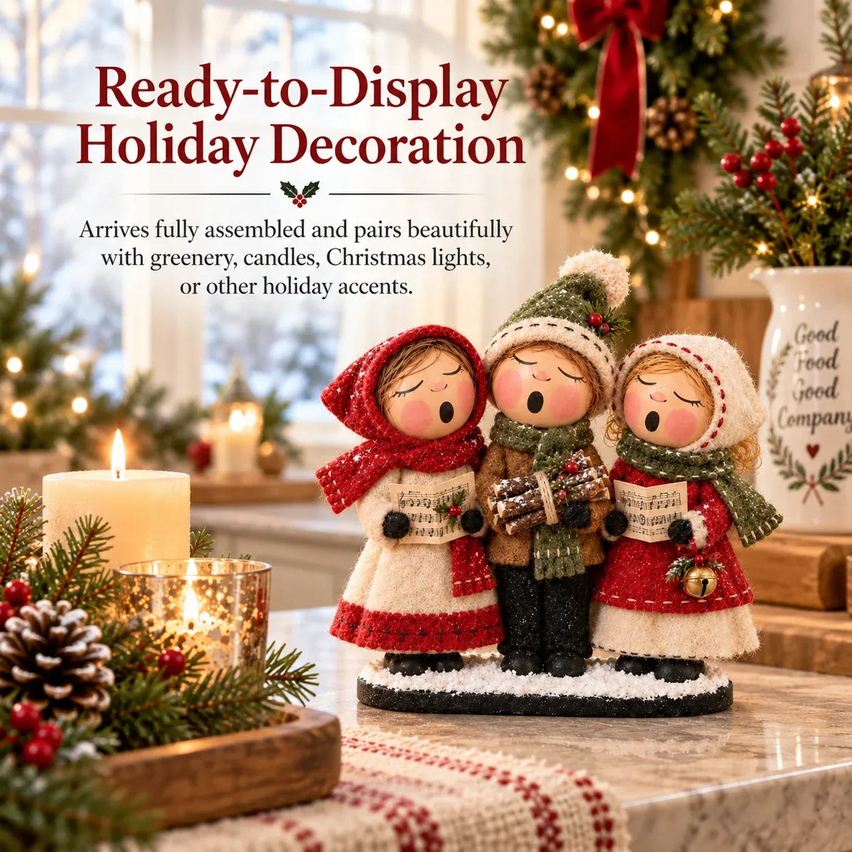🎄 Vintage Christmas Carolers Figurine | Cozy 3-Person Tabletop Holiday Decor 🎶