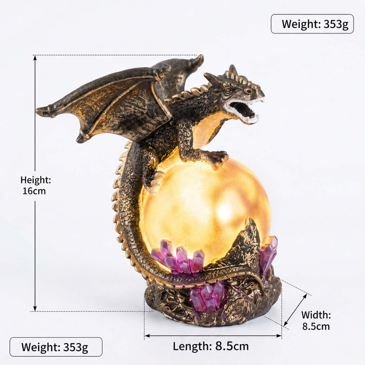 💡Dragon LED Night Light – 🐉Resin Dragon Table Lamp, Creative Bedside & Desktop Decorative Ornament for the Bedroom, Study and Home Decor