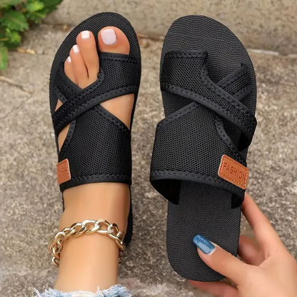 Bekväma, andningsaktiva flipflop-sandaler i mesh för kvinno