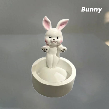 Valp Katt Kanin Tecknad Ljusstake Prydnadsföremål